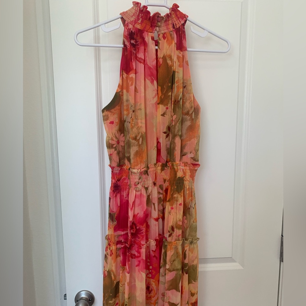 Taylor Pink and Orange bright Ruffled Dress - Picture 4 of 4